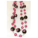 Vintage 2-Strand Purple & Pink Beaded Necklace