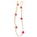 Vintage Avon Red Beaded Gold Tone Necklace