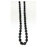 Vintage Black Jet Glass Long Strand Necklace