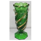 EAPG Green Glass 1898 Diamond Band Vase