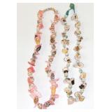 2 Vintage Colorful Seashell Strand Necklaces