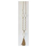 Vintage White Molded Plastic Gold Tassel Necklace