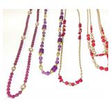 Lot of Purple & Red Beaded Necklaces