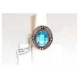 German Silver Blue Topaz Ring Size 6