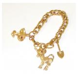 Vintage Gold Tone Charm Bracelet