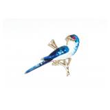 Vintage Blue Parrot Parakeet Bird Brooch Pin