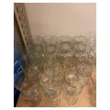 Set of (14) Gold Rimmed Holly Leaf Wine Glasses P