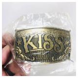 Vintage Brass Belt Buckle KISS Country FM Radio