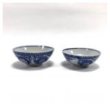 Vintage Oriental Asian Blue & White Bowls