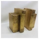 Gold Tone Book Theme Bookends