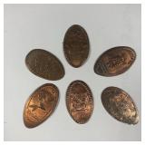 6 Elongated Coin Bundle Lot: DISNEY