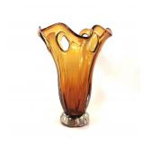 Amber Art Glass Vase