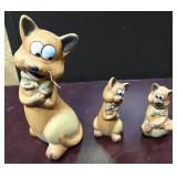 set Of 3 Funny Cat Ceramic Figurines