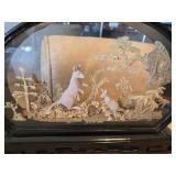 Vintage Hand-Carved Chinese Cork & Wood Diorama