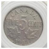 1923 Canadian 5 Cent Coin