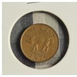 1976 british bermuda 1 cent pig coin