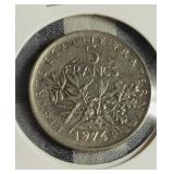 1974 France 5 Francs Coin