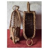 LOT OF 2 WINE HOLDER WICKER BASKETS