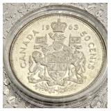 1963 Canadian Silver 50 Cent Coin