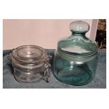 Lot of Vintage Aqua/Glass Jars