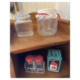 Canisters and jam jar