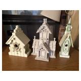 Three decorative bird houses