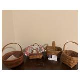 4-Small Longaberger baskets, one with cloth