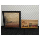 Framed Farming Tractor Field Poem - Wood Farm Sign