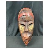 Detailed African mask w hammered brass and painted