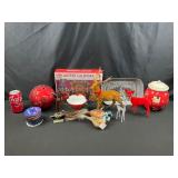 Assortment of Xmas Decor Ornaments & Calendar