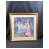 3 Nudes by Edna Huber Gold Framed 20"x20"