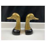 Solid Brass Metal Mallard Head Bookends