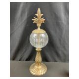 Footed Silver Tone Ribbed Pedestal Crystal Globe 2