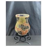 13" Tall Cracked Glass Style Candle Pedestal