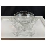 Glass Punch Bowl w Cups