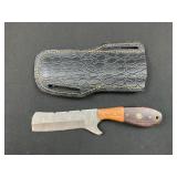 Custom Damascus Steel Knife 7.5" Black Scabbard