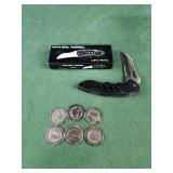 6 Ryko tokens , frost cutlery navy seal tactical