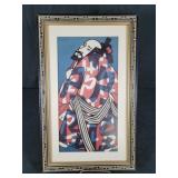 Vtg Japanese Lord Ashiya Framed Art 18ï¿½"x 13ï¿½"