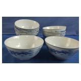 Taiwan porcelain blue dragon rice soup bowls. S