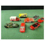 Diecast cars,  ambulance, tank