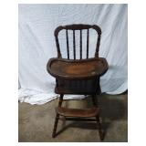 Vintage wood handmade high chair with