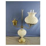 Vintage moon and stars pattern milk glass lamp