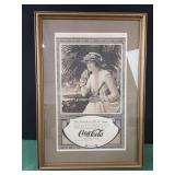 13.5 x 19.5 framed 1917 Coca Cola Lithograph Ad