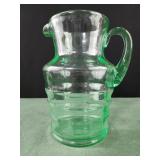 Uranium Green Depression Glass Pitcher 8.75" tall