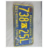 Vintage 75-76 Pennsylvania metal license plate