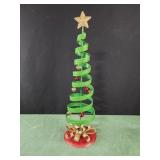 20.5" metal green red glitter tree Christmas