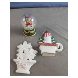 Limoges Snow globe trinket box and 2 plastic