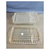 Crystal divided glass serving trays. Set of 4