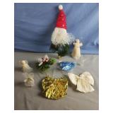 Christmas ornaments including handmade angels and