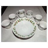 China Pearl Noel Set 2- Bowls 4 -Tea Cups, Cream